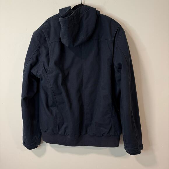 Duluth Trading Co Men's Action Flannel-Lined Jacket Parka Cotton Navy Blue Large - Picture 2 of 9